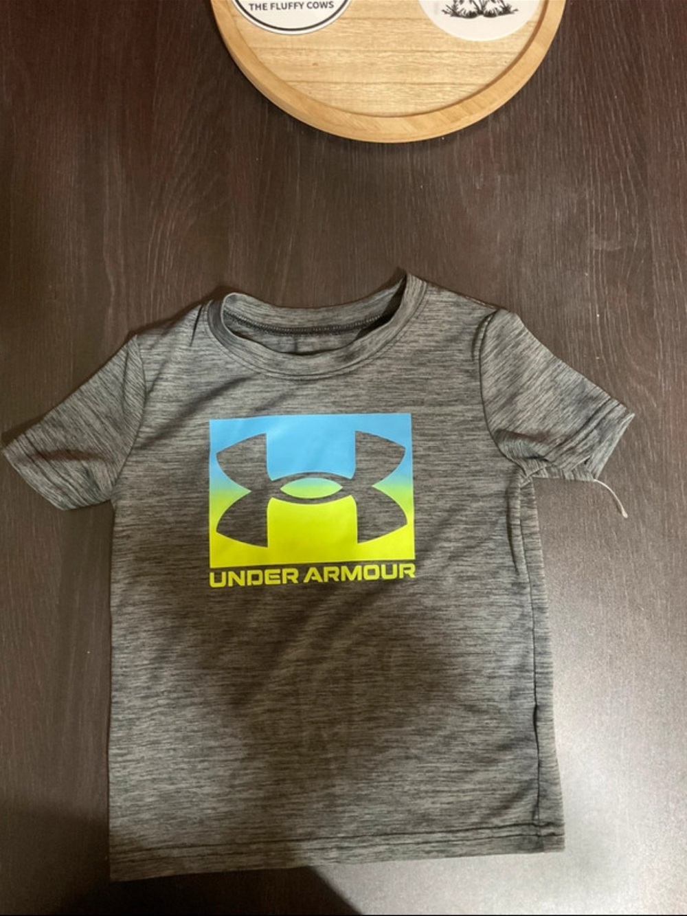 Under Armour Grey Short-Sleeve Tee with Blue and Yellow Logo